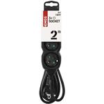 Emos PC0312, predlžovací kábel 2 m, 3 zásuvky, PVC, čierny