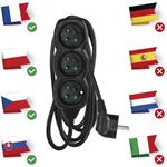 Emos PC0312, predlžovací kábel 2 m, 3 zásuvky, PVC, čierny