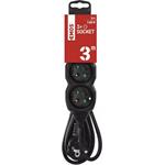 Emos PC0313R, predlžovací kábel 3m, 3 zásuvky, PVC, čierny, 1,5 mm2