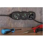 Emos PC0313R, predlžovací kábel 3m, 3 zásuvky, PVC, čierny, 1,5 mm2