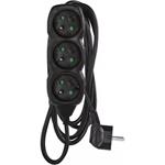 Emos PC0313R, predlžovací kábel 3m, 3 zásuvky, PVC, čierny, 1,5 mm2