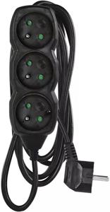 Emos PC0313R, predlžovací kábel 3m, 3 zásuvky, PVC, čierny, 1,5 mm2