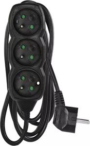 Emos PC0315, predlžovací kábel 5m, 3 zásuvky, PVC, čierny