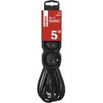 Emos PC0315R, predlžovací kábel 5m, 3 zásuvky, PVC, čierny, 1,5 mm2
