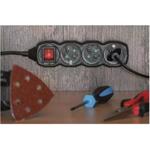 Emos PC0413R, predlžovací kábel 3m, 4 zásuvky, PVC, čierny, 1,5 mm2