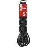 Emos PC0415R, predlžovací kábel 5m, 4 zásuvky, čierny, 1,5 mm2
