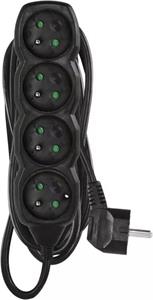 Emos PC0415R, predlžovací kábel 5m, 4 zásuvky, čierny, 1,5 mm2