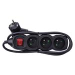 Emos PC1311, predlžovací kábel 230V 3x zásuvka 1,5m s vypínačom čierny