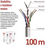 Emos S9135 kábel, cat. 5e, UTP drôt PVC Basic, 100m, sivý