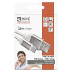 Emos SM7025W, USB kábel 2.0 A/M - C/M, 1m, biely