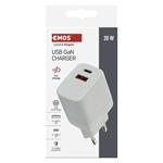 Emos V02G20, univerzálny USB-A a USB-C adaptér GaN do siete PD 20 W max.