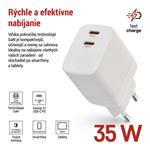 Emos V03G35, univerzálny USB-C adaptér GaN do siete PD 35 W max.