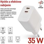 Emos V03G35, univerzálny USB-C adaptér GaN do siete PD 35 W max.