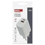 Emos V04G45, univerzálny USB adaptér GaN do siete PD 45 W max.