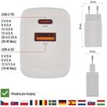 Emos V04G45, univerzálny USB adaptér GaN do siete PD 45 W max.