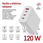 Emos V06G120, univerzálny USB-A a USB-C adaptér GaN do siete PD 120 W max.