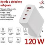 Emos V06G120, univerzálny USB-A a USB-C adaptér GaN do siete PD 120 W max.