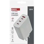 Emos V06G120, univerzálny USB-A a USB-C adaptér GaN do siete PD 120 W max.