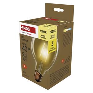Emos Z52032 Vintage, LED žiarovka G95, E27, 4,5 W (40 W), 420 lm, teplá biela