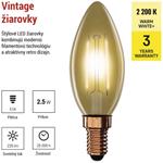 Emos Z53012 Vintage, LED žiarovka sviečka, E14, 2,5 W (20 W), 225 lm, teplá biela