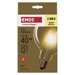 Emos Z58032, LED žiarovka Vintage G125, E27, 4,5 W (40 W), 420 lm, teplá biela