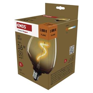 Emos Z59G01, LED žiarovka DECO S123, E27, 4 W (16 W), 150 lm, flame