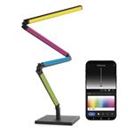 Emos ZCW34BR GoSmart, LED stojaca lampa, čierna, 175 cm, teplá biela / RGB, WiFi