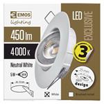 Emos ZD3122, LED bodové svietidlo biele Exclusive, 5W, neutrálna biela