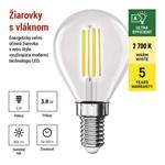 Emos ZF1A42, LED žiarovka Filament Mini Globe A-CLASS, E14, 3,8 W (60 W), 806 lm, teplá biela