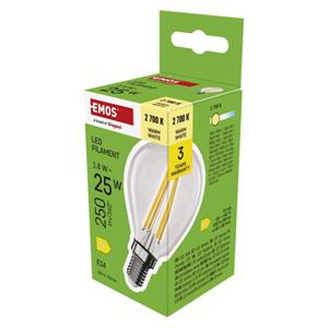 Emos ZF1D02, LED žiarovka Filament Mini Globe, E14, 1,8 W (25 W), 250 lm, teplá biela