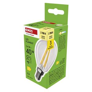 Emos ZF1D22, LED žiarovka Filament Mini Globe, E14, 3,4 W (40 W), 470 lm, teplá biela