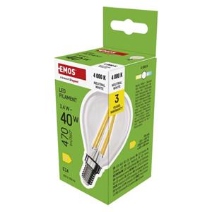 Emos ZF1D23, LED žiarovka Filament Mini Globe, E14, 3,4 W (40 W), 470 lm, neutrálna biela