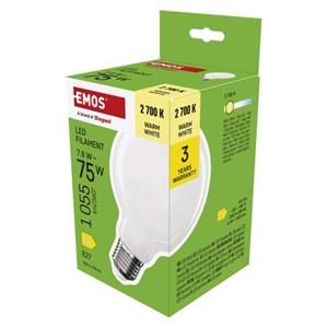 Emos ZF2D52, LED žiarovka Filament G95, E27, 7,8 W (75 W), 1055 lm, teplá biela