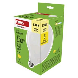 Emos ZF2D62, LED žiarovka Filament G125, E27, 11 W (100 W), 1521 lm, teplá biela