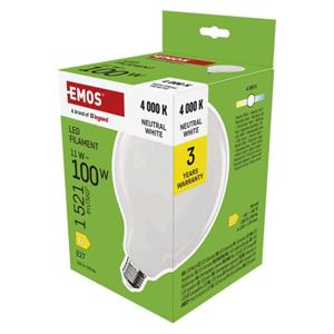 Emos ZF2D63, LED žiarovka Filament G125, E27, 11 W (100 W), 1521 lm, neutrálna biela