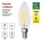 Emos ZF3A42, LED žiarovka Filament sviečka A-CLASS, E14, 3,8 W (60 W), 806 lm, teplá biela
