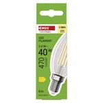 Emos ZF3D22, LED žiarovka Filament sviečka, E14, 3,4 W (40 W), 470 lm, teplá biela
