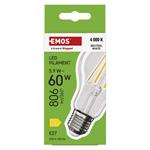 Emos ZF5D43, LED žiarovka Filament A60, E27, 5,9 W (60 W), 806 lm, neutrálna biela