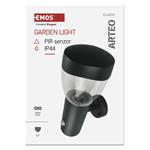 Emos ZGA040P, záhradné nástenné svietidlo ARTEO, senzor súmraku, 16,4 x 12 x 29,5 cm, 1 x E27, 15 W