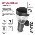 Emos ZGA040P, záhradné nástenné svietidlo ARTEO, senzor súmraku, 16,4 x 12 x 29,5 cm, 1 x E27, 15 W