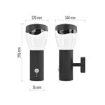 Emos ZGA040P, záhradné nástenné svietidlo ARTEO, senzor súmraku, 16,4 x 12 x 29,5 cm, 1 x E27, 15 W