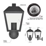 Emos ZGB010P, záhradné nástenné svietidlo ADENIA, 19,8 x 15 x 27,8 cm, 1 x E27, 15 W