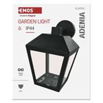 Emos ZGB020P, záhradné nástenné svietidlo ADENIA, 18 x 15 x 24,5 cm, 1 x E27, 15 W