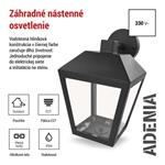 Emos ZGB020P, záhradné nástenné svietidlo ADENIA, 18 x 15 x 24,5 cm, 1 x E27, 15 W