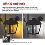 Emos ZGB020P, záhradné nástenné svietidlo ADENIA, 18 x 15 x 24,5 cm, 1 x E27, 15 W