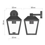 Emos ZGB020P, záhradné nástenné svietidlo ADENIA, 18 x 15 x 24,5 cm, 1 x E27, 15 W