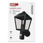 Emos ZGB040P, záhradné nástenné svietidlo ADENIA, senzor súmraku, 19,8 x 15 x 29,8 cm, 1 x E27, 15 W