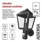 Emos ZGB040P, záhradné nástenné svietidlo ADENIA, senzor súmraku, 19,8 x 15 x 29,8 cm, 1 x E27, 15 W