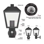 Emos ZGB040P, záhradné nástenné svietidlo ADENIA, senzor súmraku, 19,8 x 15 x 29,8 cm, 1 x E27, 15 W