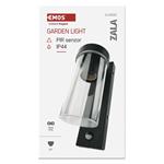 Emos ZGC040P, záhradné nástenné svietidlo ZALA, senzor súmraku, 14,5 x 8,9 x 26,2 cm, 1 x E27, 15 W